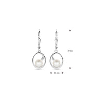 vDam Oorhangers Ovaal Parel En Zirkonia Brisur Haak 27 Mm Zilver Gerhodineerd 1339755