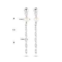 vDam Oorhangers Parel En Bolletjes Zilver Gerhodineerd 1336000