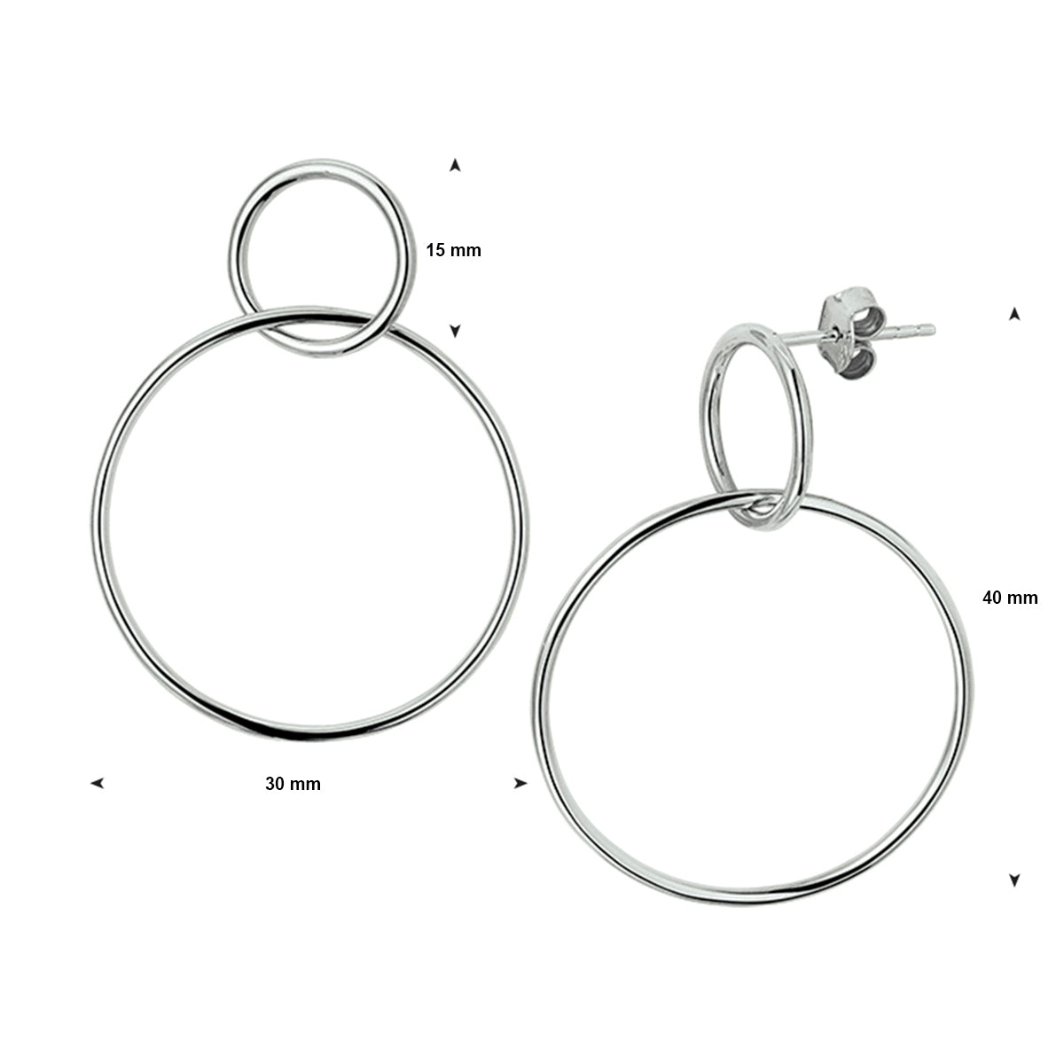 vDam Oorhangers Rondjes Zilver Gerhodineerd 1327793