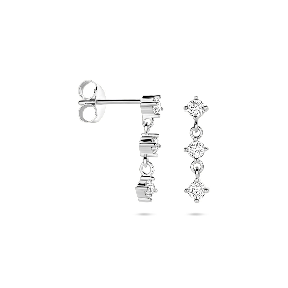 vDam Oorhangers Zirkonia 16 Mm Zilver Gerhodineerd 1341001