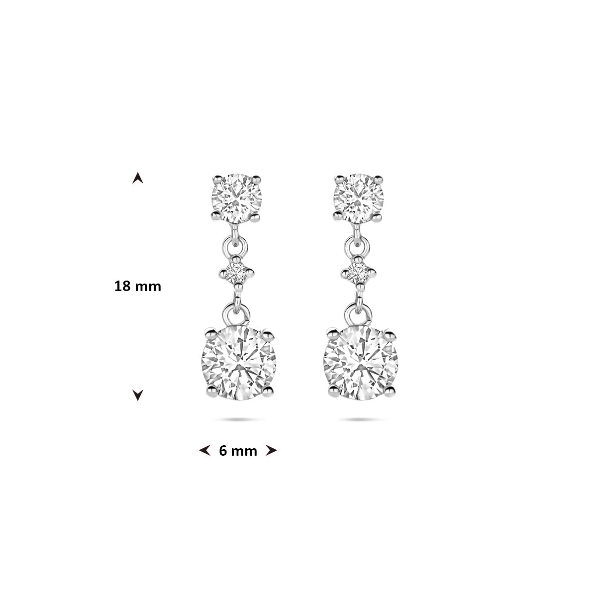 vDam Oorhangers Zirkonia 18 Mm Zilver Gerhodineerd 1341713