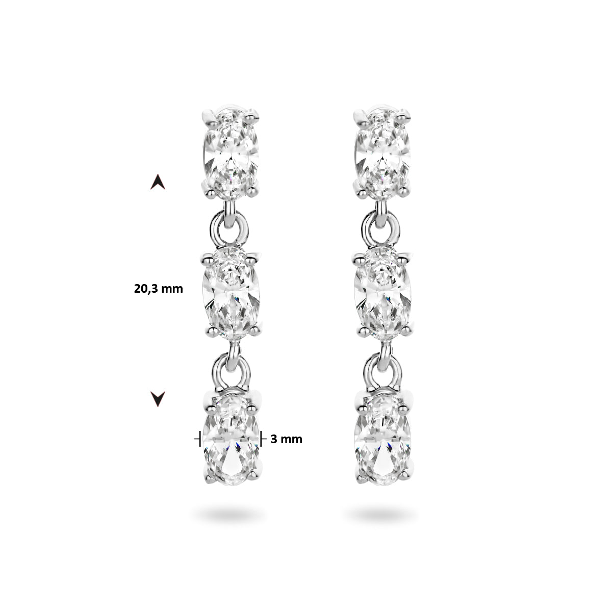vDam Oorhangers Zirkonia 20,5 Mm Zilver Gerhodineerd 1335384