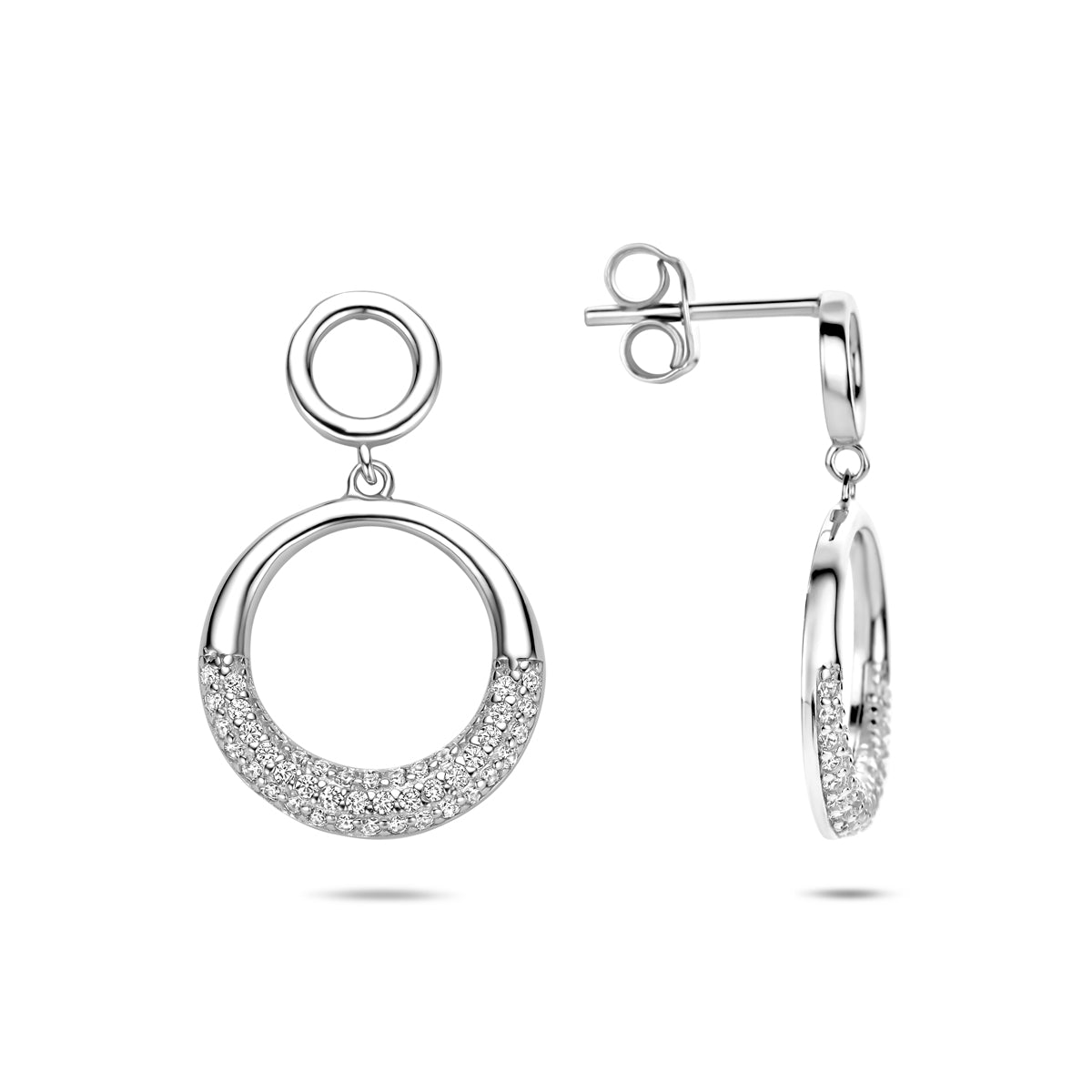 vDam Oorhangers Zirkonia 25 Mm Zilver Gerhodineerd 1341569