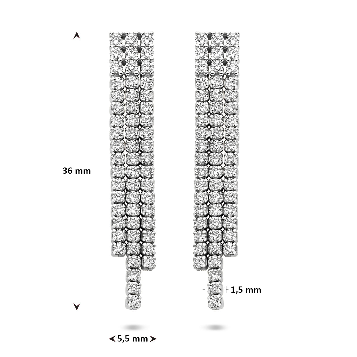 vDam Oorhangers Zirkonia 36 Mm Zilver Gerhodineerd 1341944