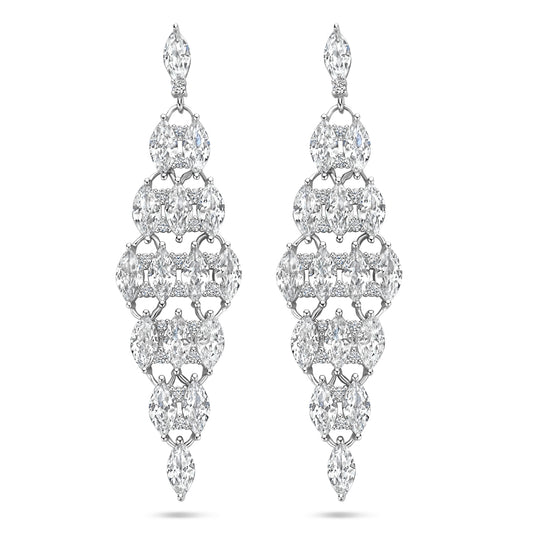 vDam Oorhangers Zirkonia 50 Mm Zilver Gerhodineerd 1340651