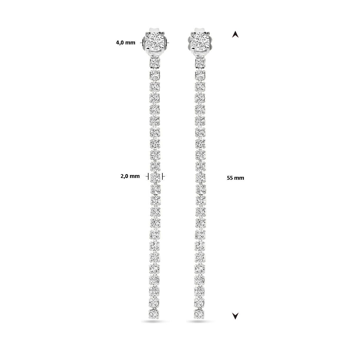 vDam Oorhangers Zirkonia 55 Mm Zilver Gerhodineerd 1339471