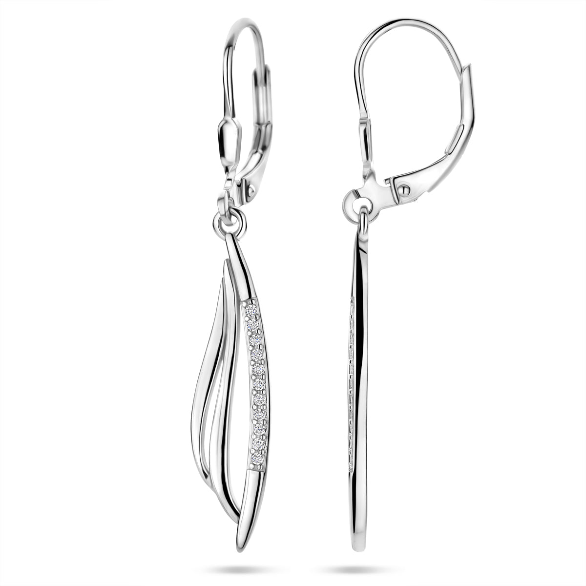 vDam Oorhangers Zirkonia Brisur Haak 41 Mm Zilver Gerhodineerd 1341576