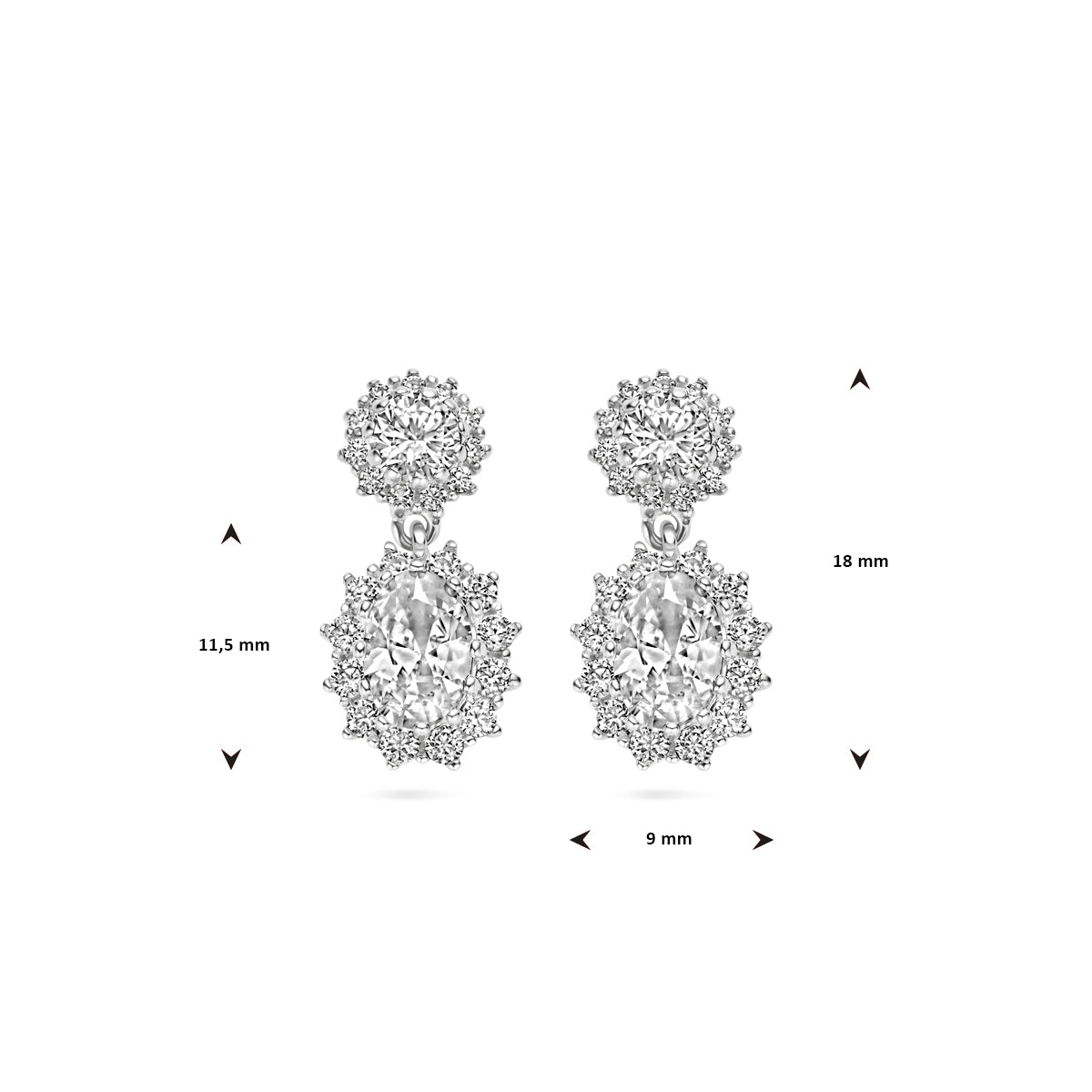vDam Oorhangers Zirkonia Halo Zilver Gerhodineerd 1338482