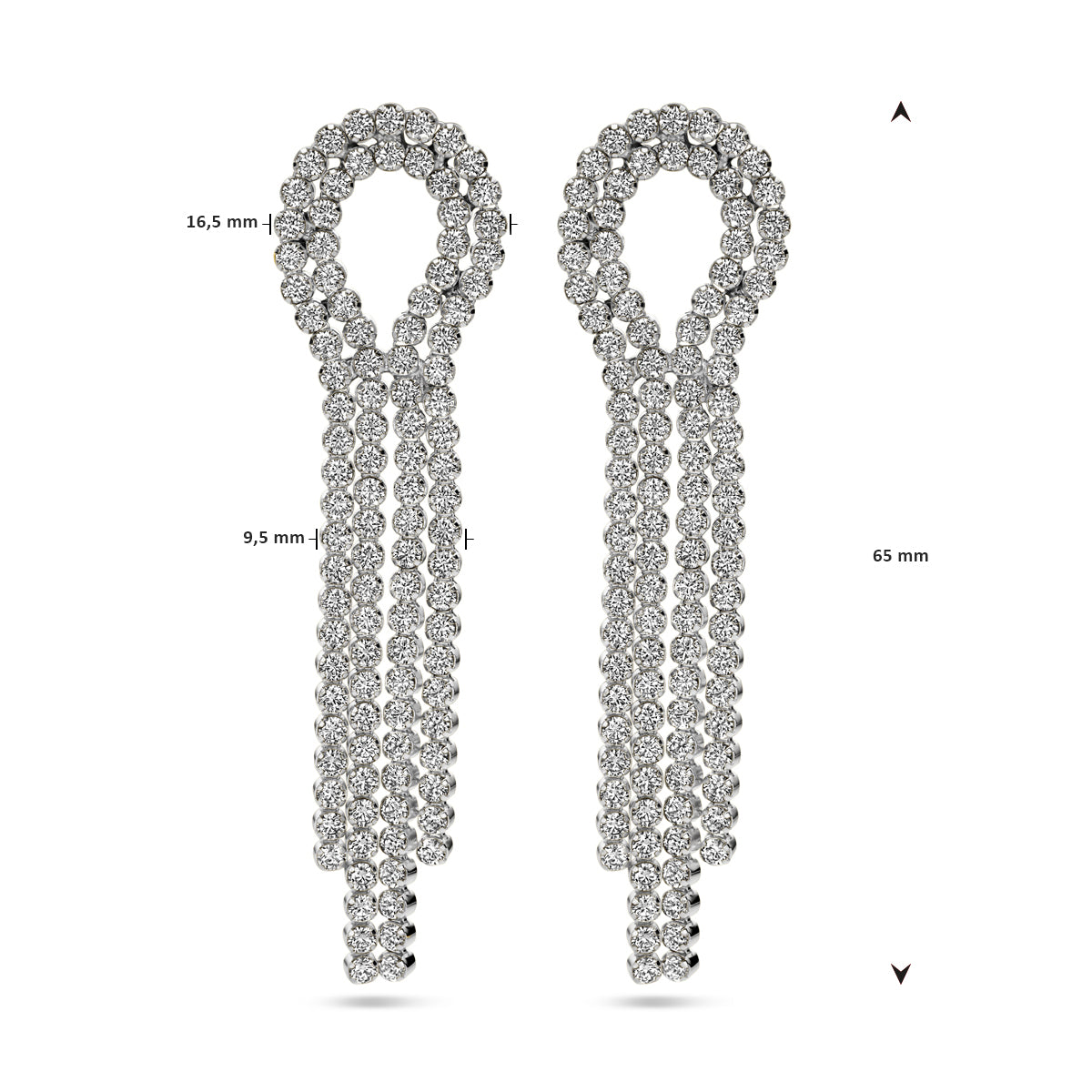 vDam Oorhangers Zirkonia Zilver Gerhodineerd 1338642