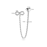 vDam Oorknop Hart En Infinity Per Stuk Zilver Gerhodineerd 1338678