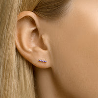 vDam Oorknoppen Balkje Paars Zirkonia Zilver Gerhodineerd 1332972