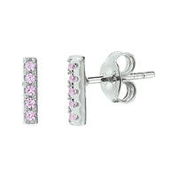 vDam Oorknoppen Balkje Roze Zirkonia Zilver Gerhodineerd 1332971