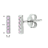 vDam Oorknoppen Balkje Roze Zirkonia Zilver Gerhodineerd 1332971