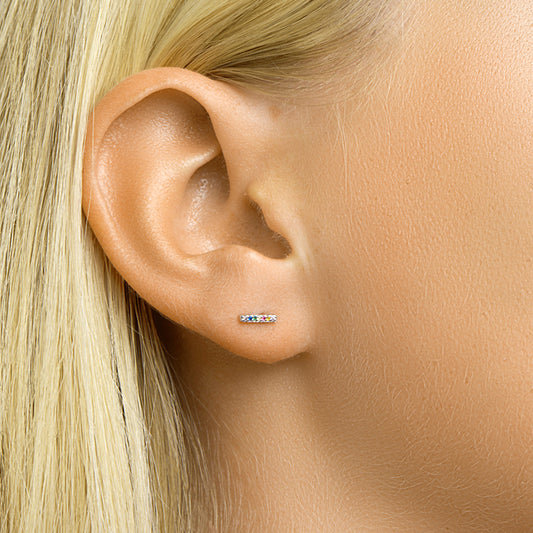 vDam Oorknoppen Balkje Zirkonia Zilver Gerhodineerd 1331962