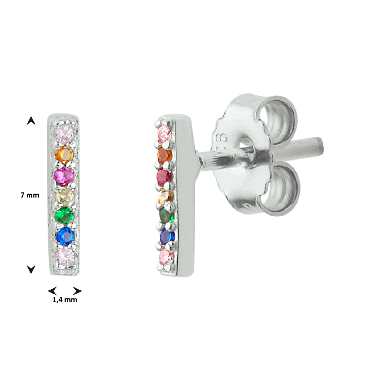 vDam Oorknoppen Balkje Zirkonia Zilver Gerhodineerd 1331962