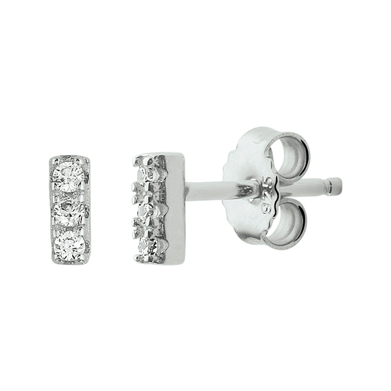 vDam Oorknoppen Balkje Zirkonia Zilver Gerhodineerd 1331972