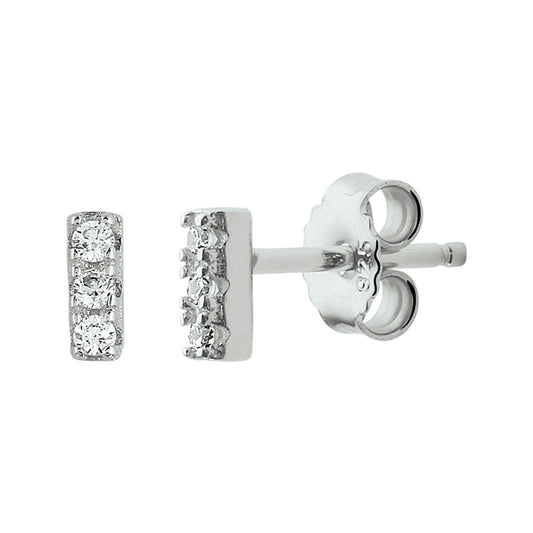 vDam Oorknoppen Balkje Zirkonia Zilver Gerhodineerd 1331972