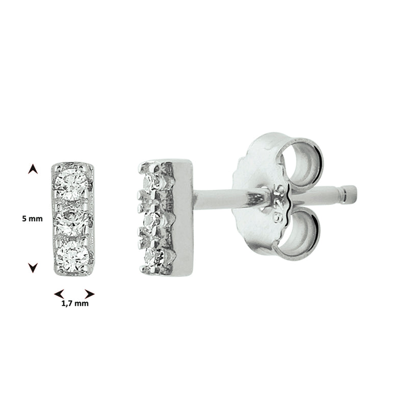 vDam Oorknoppen Balkje Zirkonia Zilver Gerhodineerd 1331972