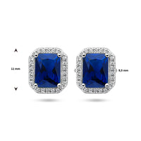 vDam Oorknoppen Blauw En Wit Zirkonia Halo Zilver Gerhodineerd 1336059