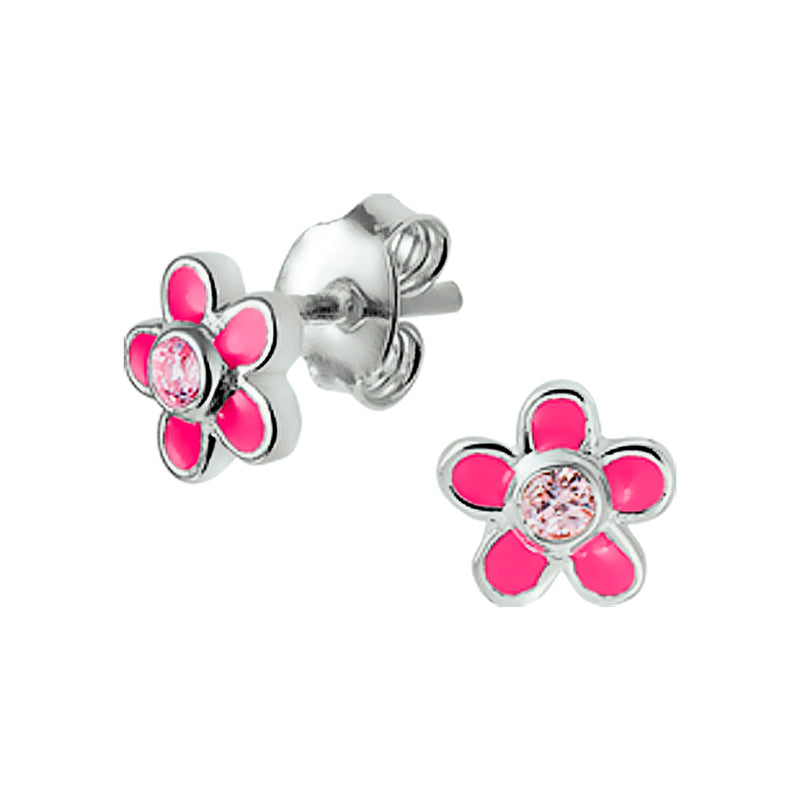 vDam Oorknoppen Bloem En Zirkonia Zilver Gerhodineerd 1329512