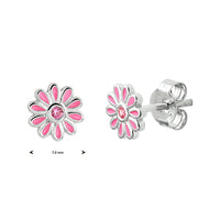 vDam Oorknoppen Bloem Roze Zirkonia Zilver Gerhodineerd 1333120