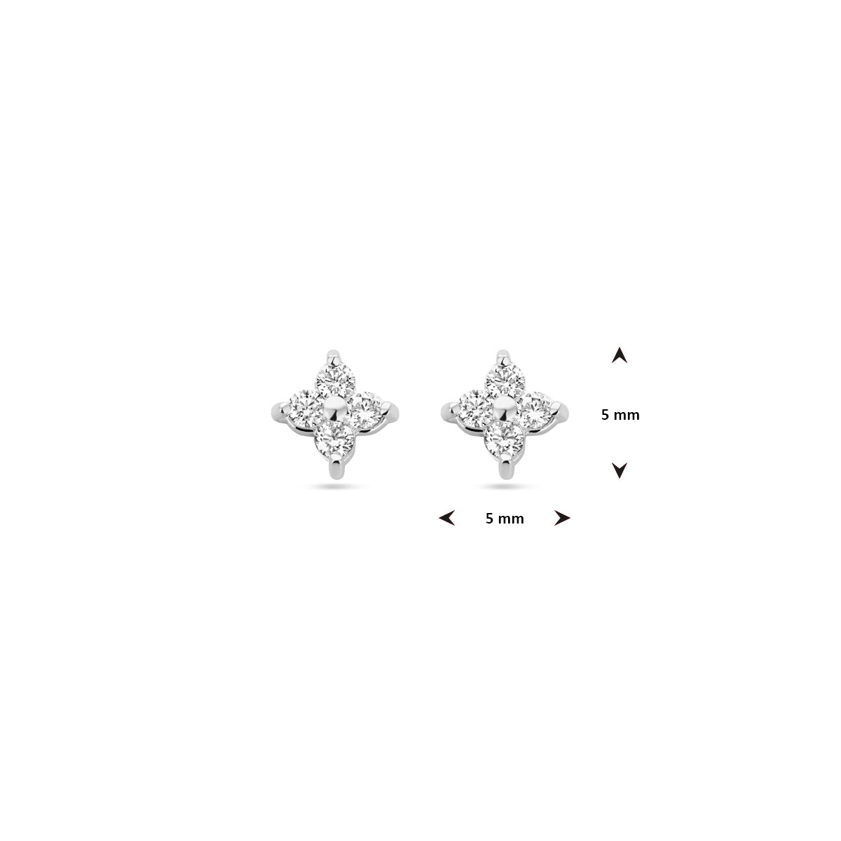 vDam Oorknoppen Bloem Zirkonia Zilver Gerhodineerd 1338369