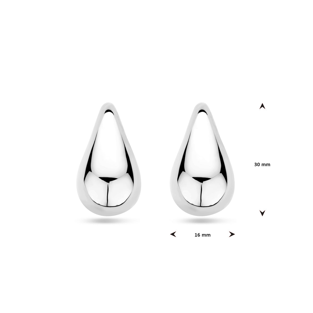 vDam Oorknoppen Druppel 30 Mm Zilver Gerhodineerd 1339262