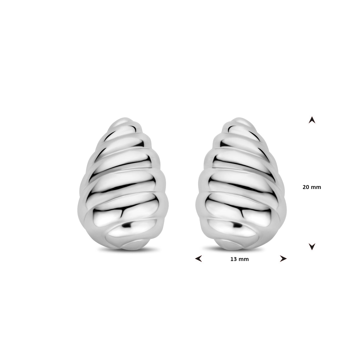 vDam Oorknoppen Druppel Gedraaid 20 Mm Zilver Gerhodineerd 1339720