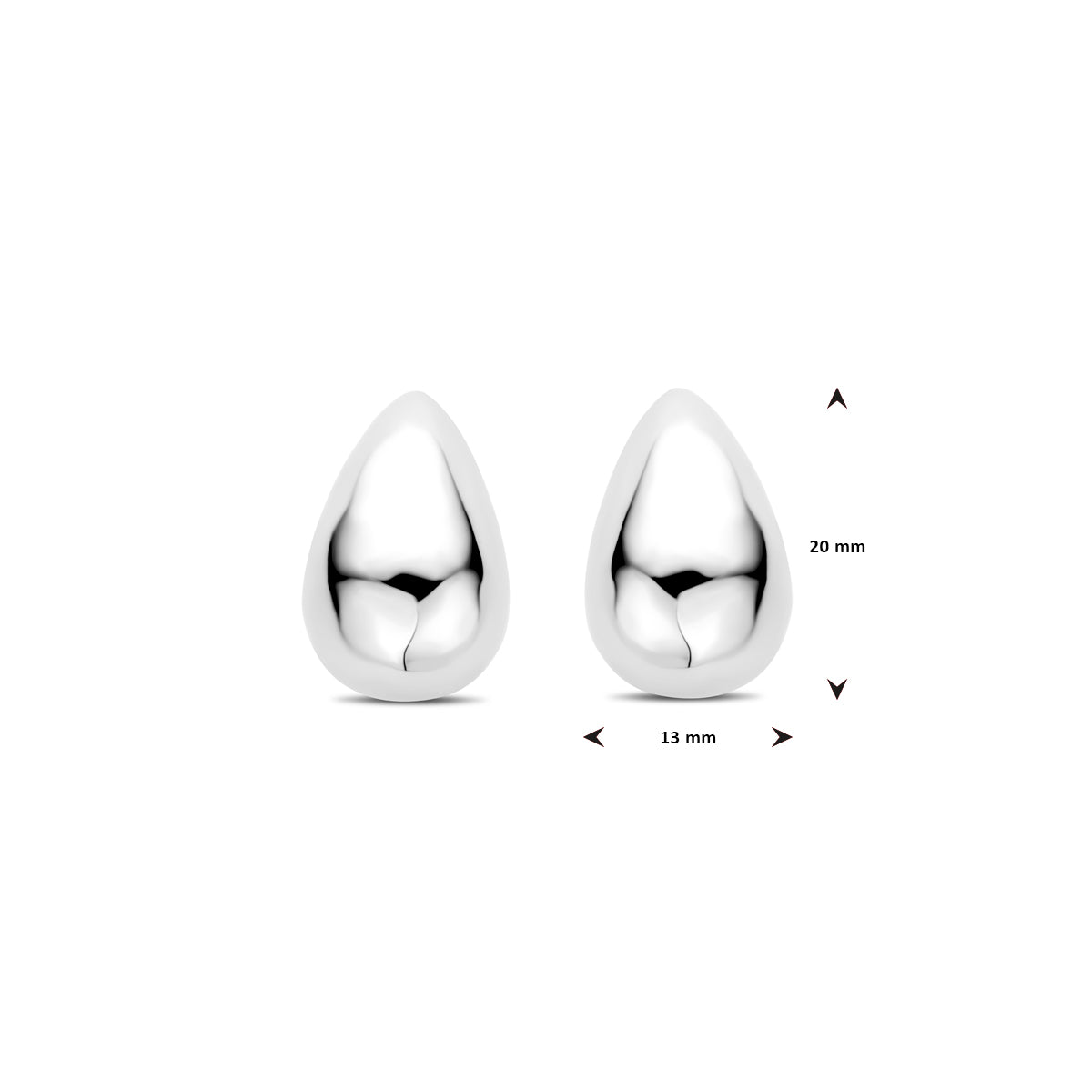 vDam Oorknoppen Druppel Gehamerd 20 Mm Zilver Gerhodineerd 1339850