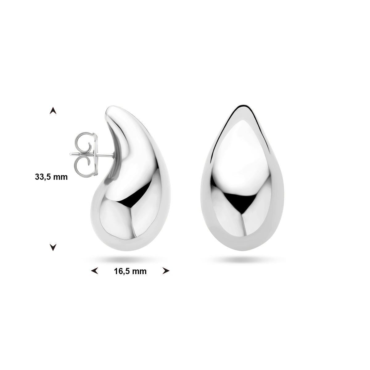 vDam Oorknoppen Druppel Zilver Gerhodineerd 1338987