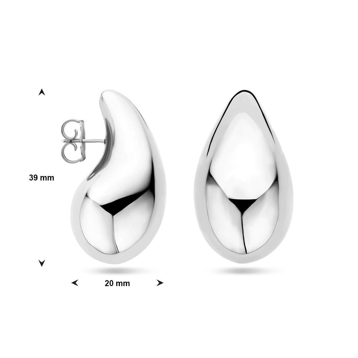 vDam Oorknoppen Druppel Zilver Gerhodineerd 1338989