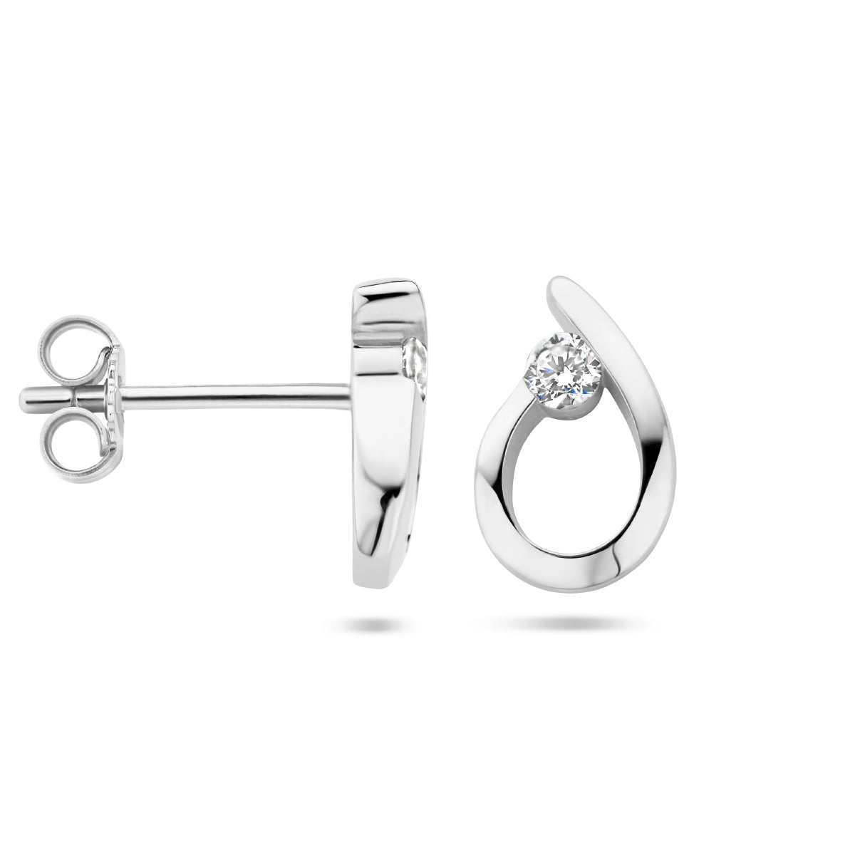 vDam Oorknoppen Druppel Zirkonia Zilver Gerhodineerd 1336103