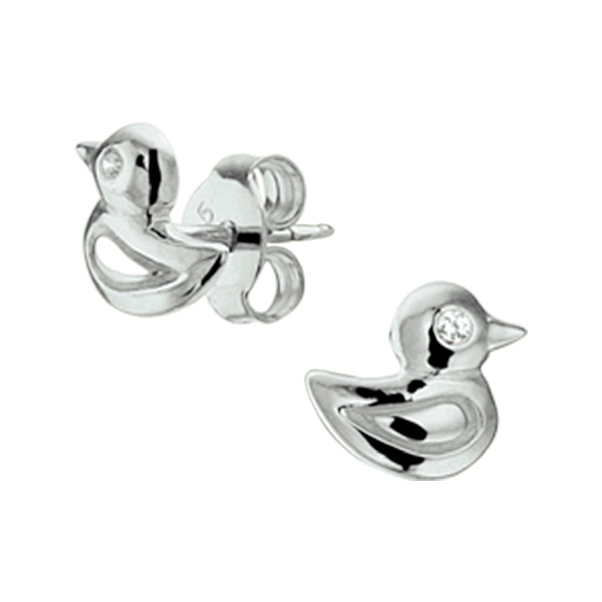 vDam Oorknoppen Eend Zirkonia Zilver Gerhodineerd 1325878