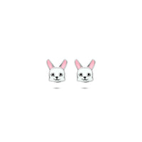 vDam Oorknoppen Emaille Konijn 7 Mm Zilver Gerhodineerd 1341218