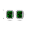vDam Oorknoppen Groen En Wit Zirkonia Halo Zilver Gerhodineerd 1336060