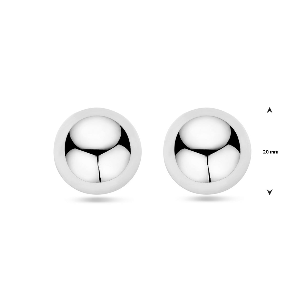 vDam Oorknoppen Half-bol 20 Mm Zilver Gerhodineerd 1339302