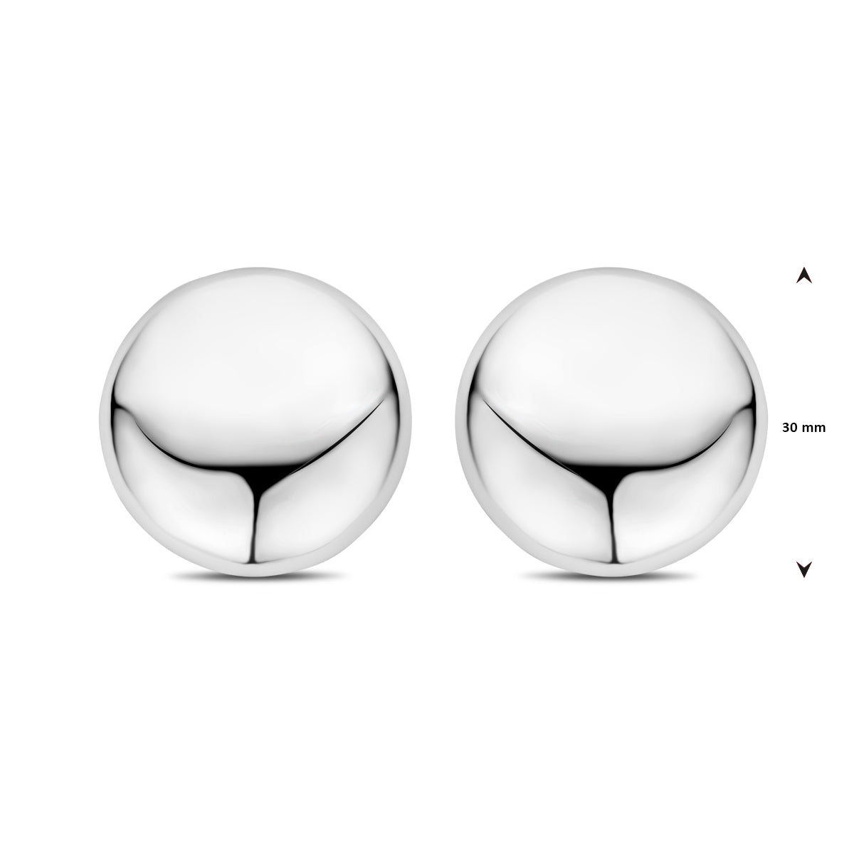 vDam Oorknoppen Half-bol 30 Mm Zilver Gerhodineerd 1339865