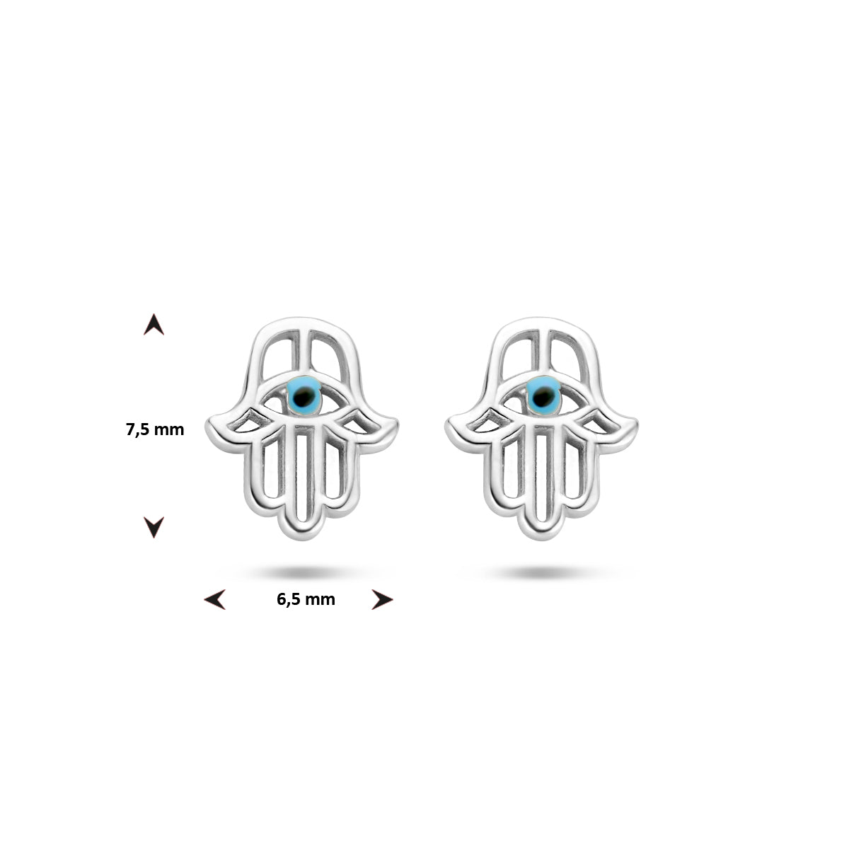vDam Oorknoppen Handje Van Fatima Zilver Gerhodineerd 1335428