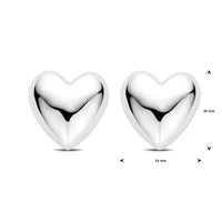 vDam Oorknoppen Hart 20 Mm Zilver Gerhodineerd 1339866