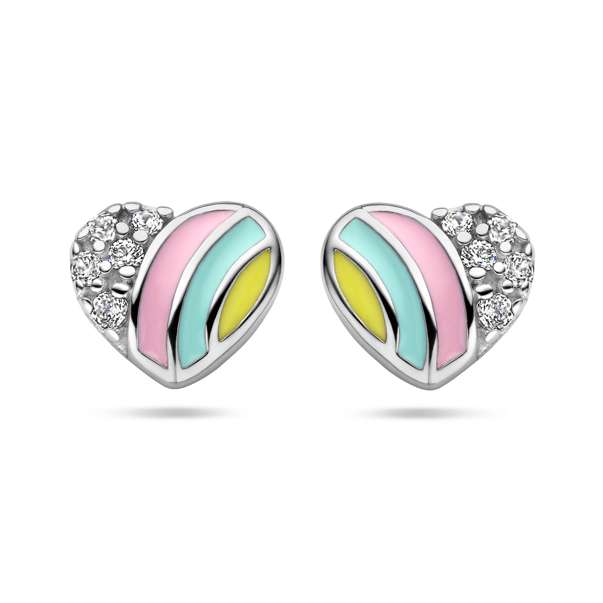 vDam Oorknoppen Hart En Zirkonia Zilver Gerhodineerd 1336973