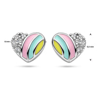 vDam Oorknoppen Hart En Zirkonia Zilver Gerhodineerd 1336973