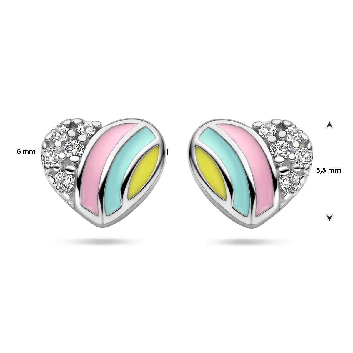 vDam Oorknoppen Hart En Zirkonia Zilver Gerhodineerd 1336973