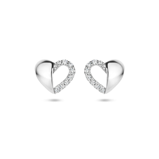 vDam Oorknoppen Hart Zirkonia Zilver Gerhodineerd 1335073