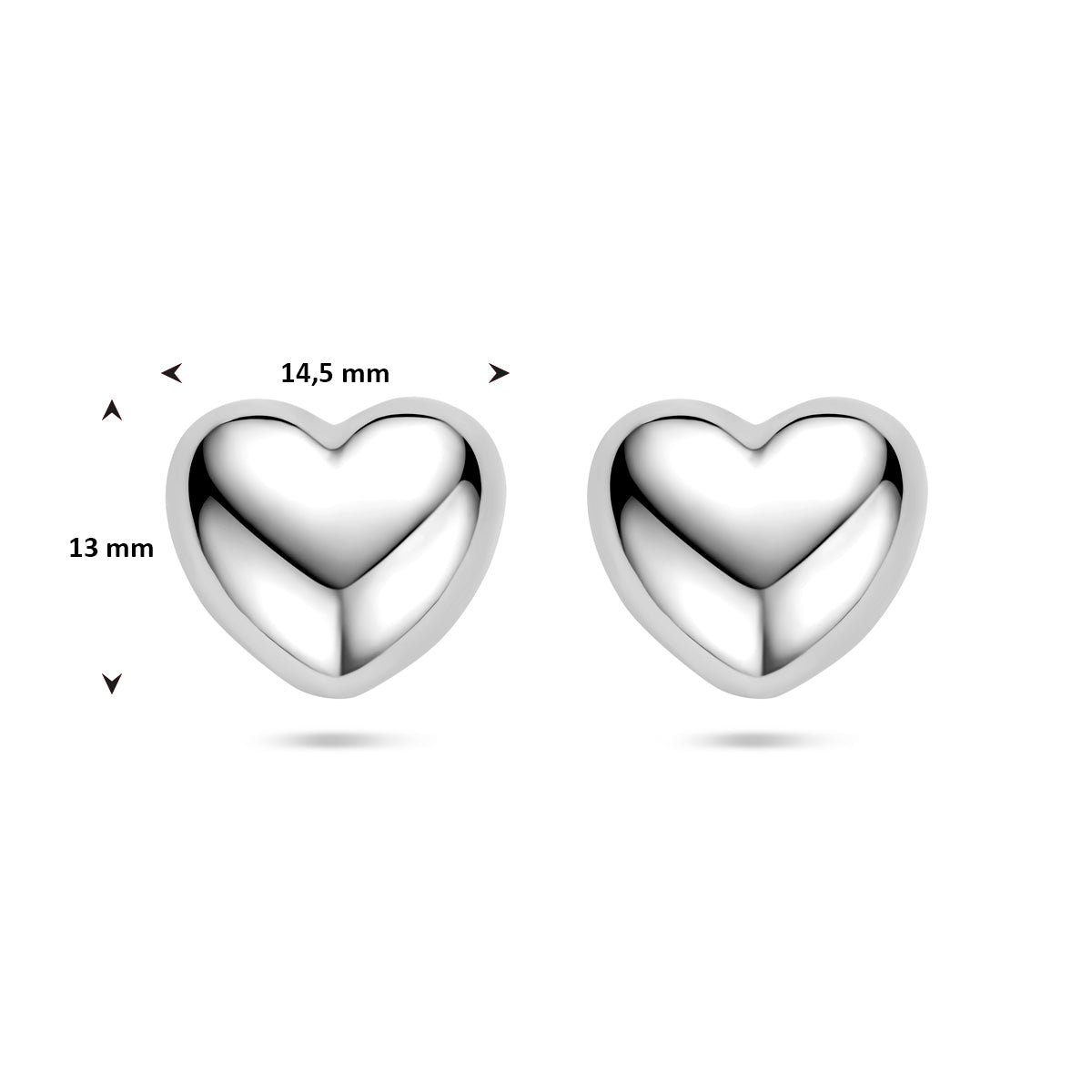 vDam Oorknoppen Hartje 13 Mm Zilver Gerhodineerd 1341612