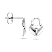 vDam Oorknoppen Hartje/slotje Zilver Gerhodineerd 1334115