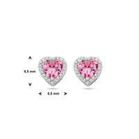 vDam Oorknoppen Hartje Wit En Roze Zirkonia Halo Zilver Gerhodineerd 1339028