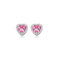 vDam Oorknoppen Hartje Wit En Roze Zirkonia Halo Zilver Gerhodineerd 1339028