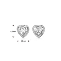 vDam Oorknoppen Hartje Zirkonia Halo Zilver Gerhodineerd 1339029