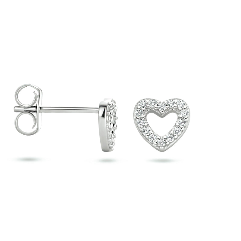 vDam Oorknoppen Hartje Zirkonia Zilver Gerhodineerd 1334794