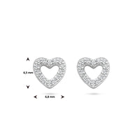 vDam Oorknoppen Hartje Zirkonia Zilver Gerhodineerd 1334794